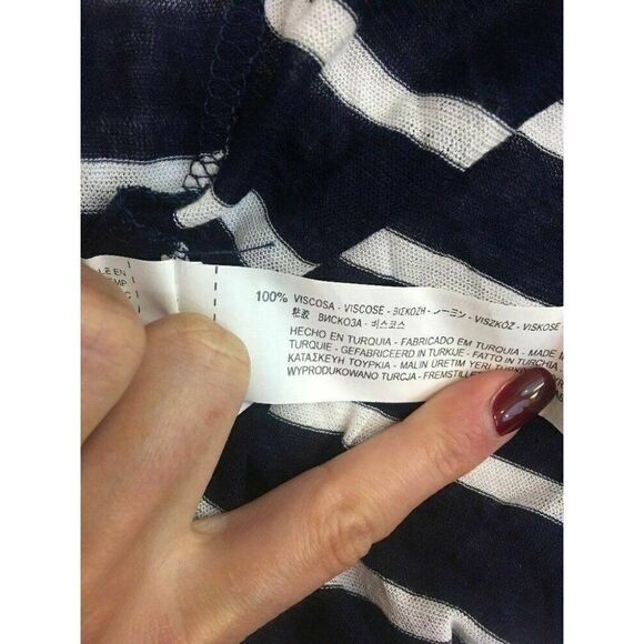 Zara New Navy Blue White Striped Long Sleeve Shrug Cardigan Top Medium - Picture 6 of 6